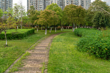 walkway in the modern city