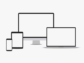  Device set monitor laptop, tablet and phone template
