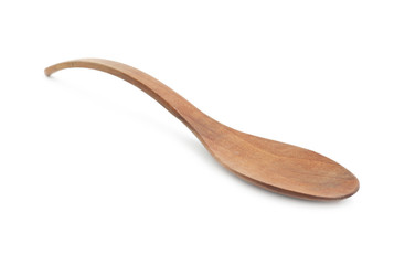 Wooden spoon isolated on white. Cooking utensil