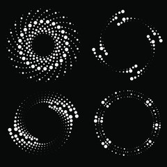 Set of abstract white shapes in circle form. Halftone dots. Trendy design element for frame, logo, tattoo, sign, symbol, web, prints, posters, template, pattern and abstract background