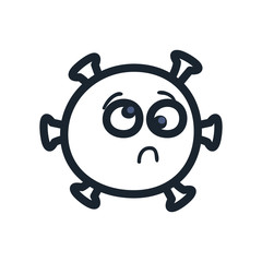 crazy emoji covid 19 virus line style icon vector design