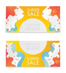 Super sale banner with fluid style. Template for design advertising and poster on liquid and color