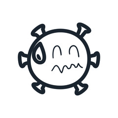 nervous emoji covid 19 virus line style icon vector design