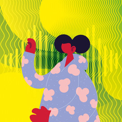 man listening music and dancing