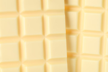 Delicious white chocolate as background, closeup view