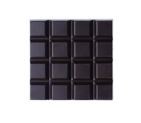 Delicious dark chocolate bar isolated on white
