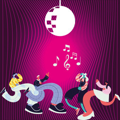 people in the disco dancing and listening music