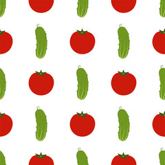 Cucumber and Tomato. Colored Seamless