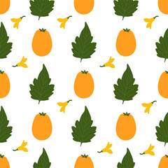 Yellow Tomato. Colored Seamless Vector Patterns 