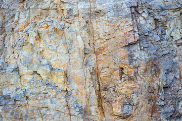 The textures and colors of a stone quarry wall in the Narrows area of Wisconsin.