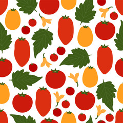 Tomato. Colored Seamless Vector Patterns