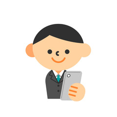 スマートフォン　ビジネス　スーツ　上半身　男性