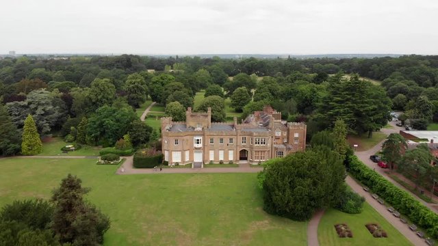 Aerial view of Nonsuch Mansion and the park.