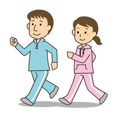 ジョギングする男女