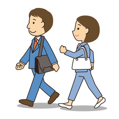 通勤する男女