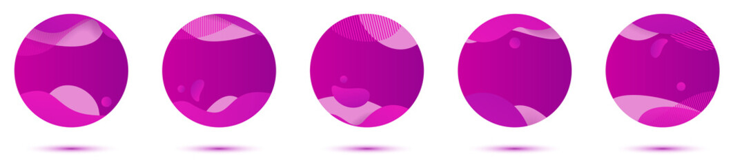 Social media template. Set with purple liquid abstract design for stories, Circle badge of liquid design. Social media pack template for discount and special offer.Vector illustration.