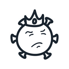 Emoji covid 19 virus with crown line style icon vector design