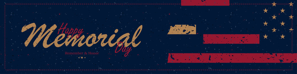 Banner Memorial Day. Vector illustration with lettering 