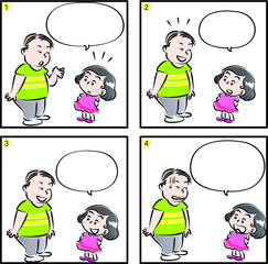 boy and girl with speech bubble set