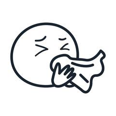 Emoji sneezing line style icon vector design