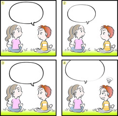 boy and girl with speech bubble set