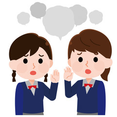 噂話をする女子高生　イラスト