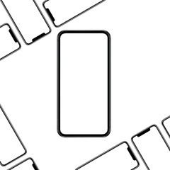 smartphones with blank screens. Mobile phone mockup with blank screen isolated on white background. Mockup business template. Documentation for business.