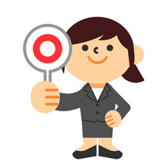 ビジネス　スーツ　全身　女性　丸　正解　成功