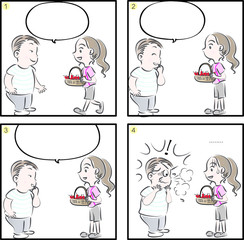 boy and girl with speech bubble set