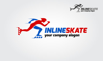 Inline skate sport logo template. The logo is very simple and clean. 