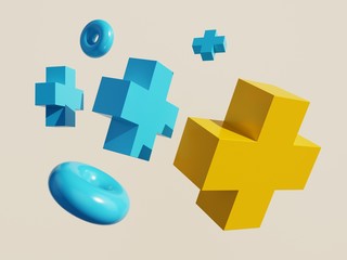 Obraz premium Geometric shapes on a plain background. 3D Rendering