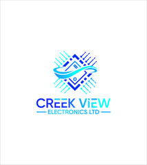 Abstract modern creative creek views electronics logo template, Vector logo for business and company identity 