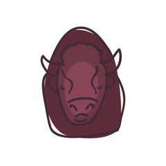 buffalo cartoon flat style icon vector design