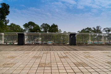 Fototapeta premium empty, modern square and skyscrapers in modern city