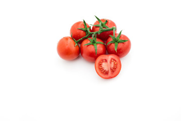 White background. Healthy food. Tomato top view..