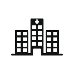 Hospital icon. Hospital building icon vector illustration in thin line style.