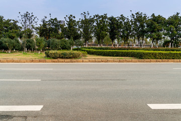 Empty urban road and buildings in China