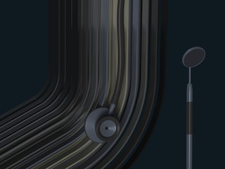 Dark stripes on a dark background. Medicine. 3D Render