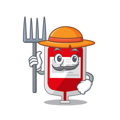 Blood plastic bag mascot design working as a Farmer wearing a hat