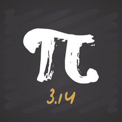 Pi symbol hand drawn icon, Grunge calligraphic mathematical sign, vector illustration on chalkboard background © saint_antonio