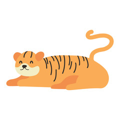 Cute Cartoon tiger, Vector illustration tiger on a white background. Drawing for children