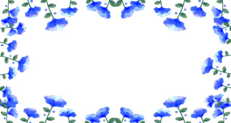 花 壁紙 青 パターン 素材 フレーム 水彩
