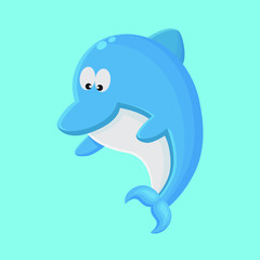 Dolphin Cartoon Character. Cute Animal Mascot Icon Flat Design
