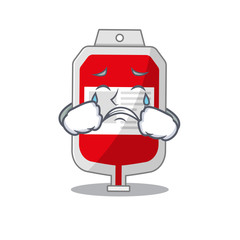 Caricature design of blood plastic bag having a sad face