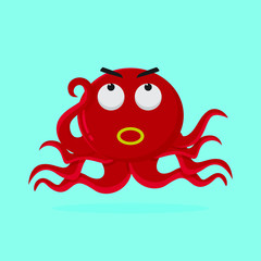 Octopus Cartoon Character. Cute Animal Mascot Icon Flat Design
