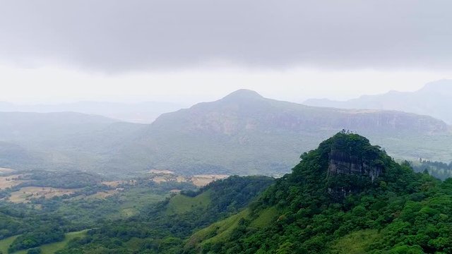 Aerial View of the Knuckles Forest Reserve Mountain Range in Sri Lanka December 2018.