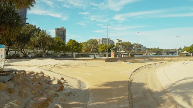 Brisbane Southbank Lagoon Beach Without Water And Tourists In Southbank Parkland Is Closed Down During Covid19