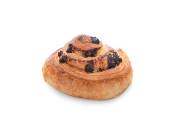Bread Denis with Chocolate chips isolated on white background.
