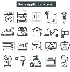 Editable vector flat line icon set of home appliances 
