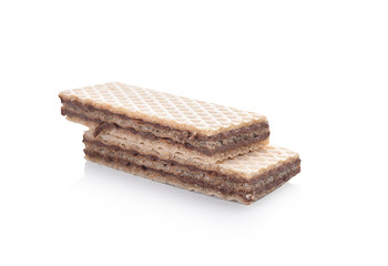 Chocolate wafer on white background